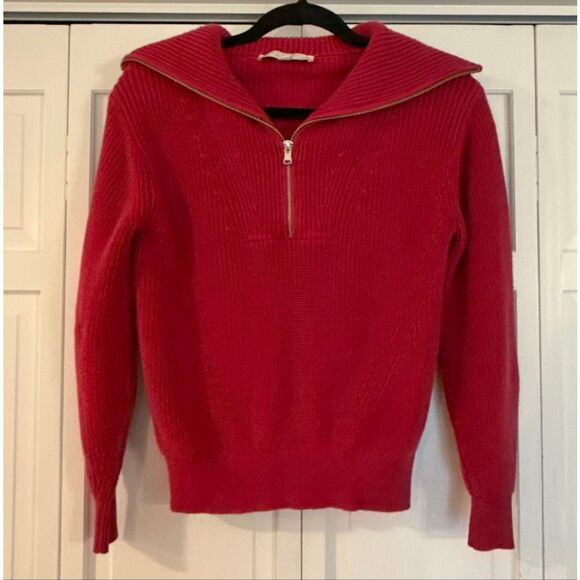 Loft cotton pink quarter ribbed pullover sweater small petite - Picture 9 of 10